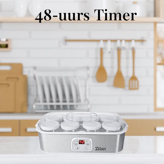 Zilan ZLN6104 Yoghurtmaker - Elektrische Yoghurtmachine met Timer en Temperatuurregeling - 1 liter inhoud - Voor Verse en Biologische Yoghurt - BPA vrij van Merkloos — afbeelding 3