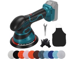 Draadloze Polijstmachine - Auto Poetsmachine - Voertuig Detailen - 6 Snelheden Instelbaar - 6 Inch Pad - Turquoise