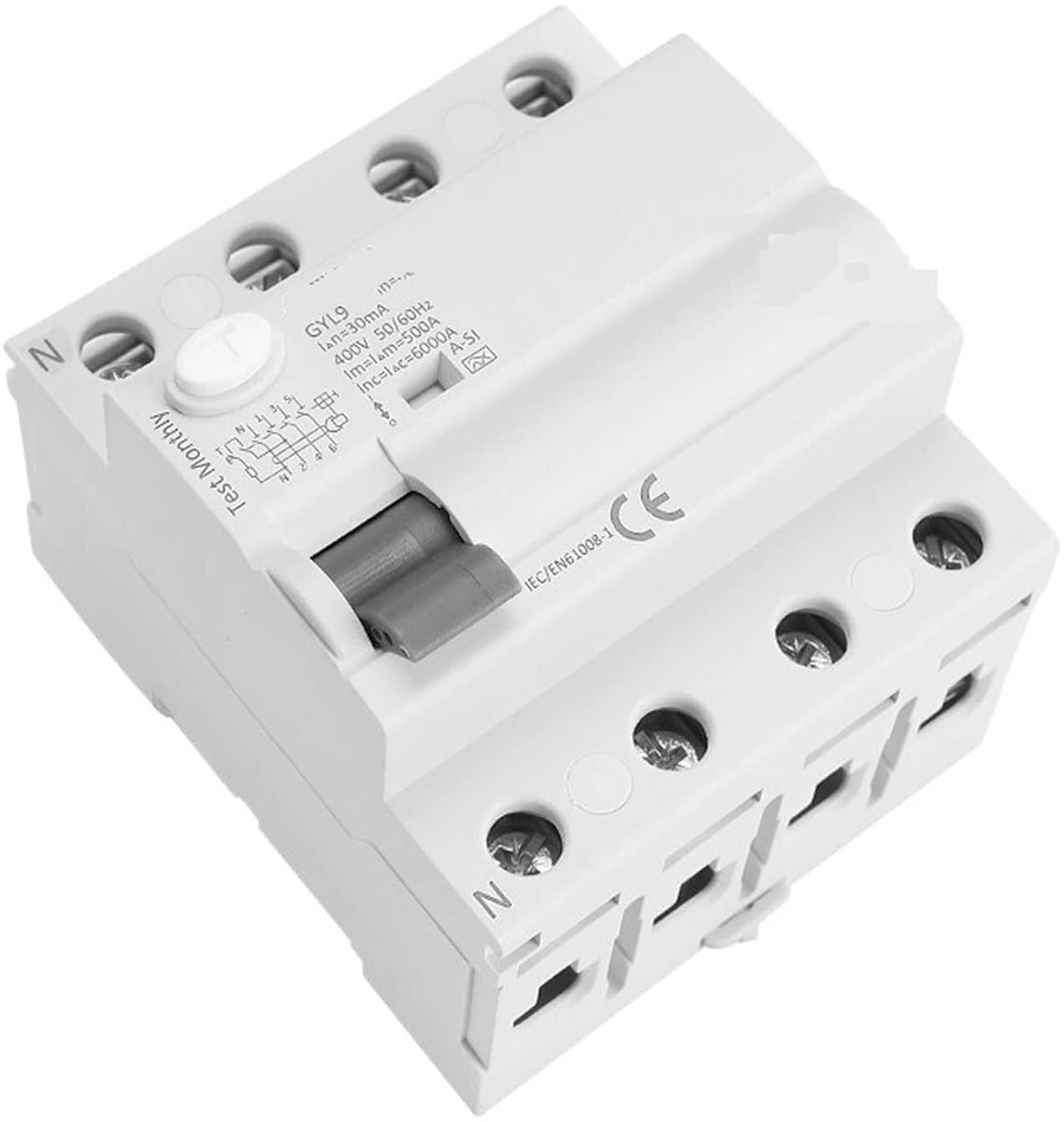Aardlekschakelaar - Stroomonderbreker - Elektrische Beveiliging - Superimmuniteit - 40A 30mA - Grijs