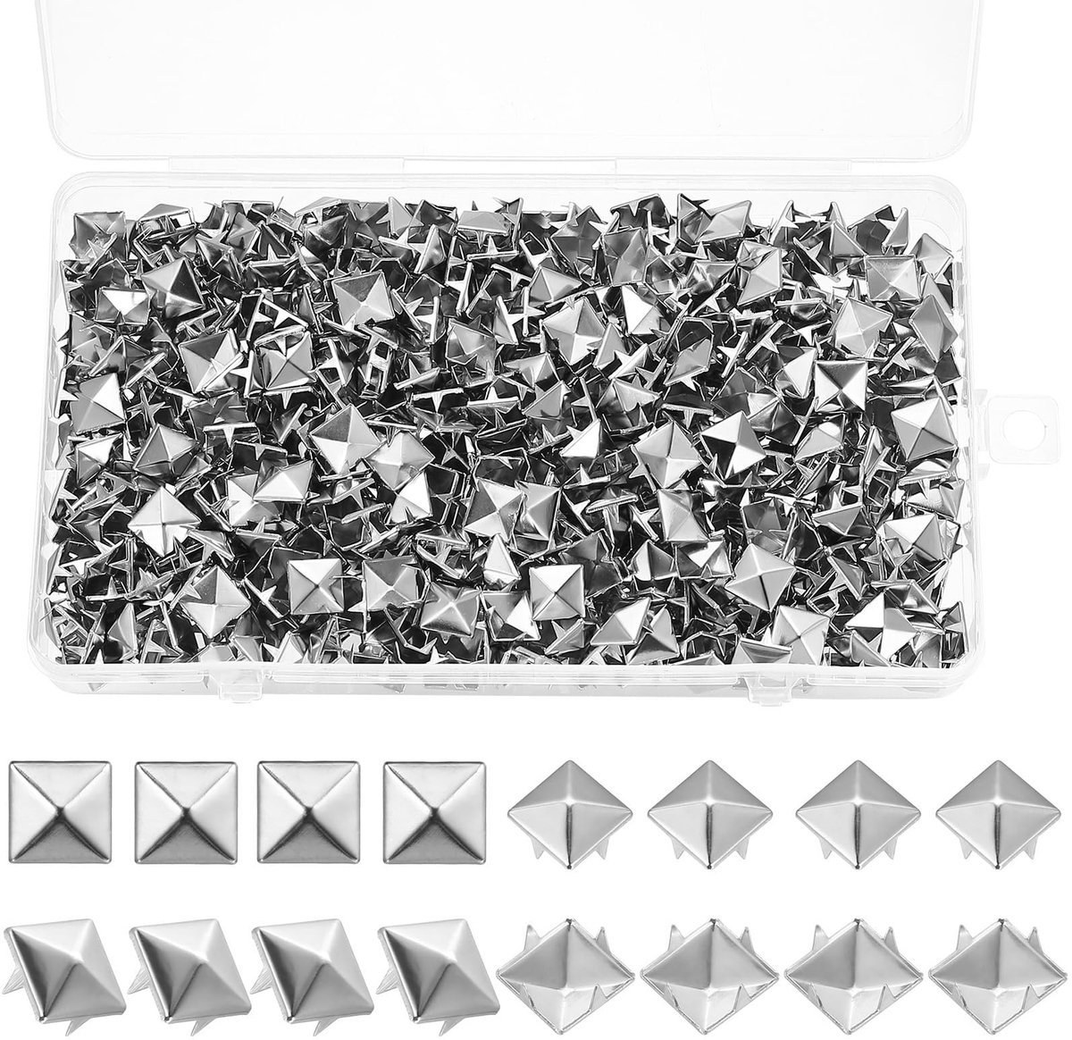 Dailygoods- Pyramidenieten 600-delige Set - Zilveren Nieten - Metalen Nieten - DIY Studs/Rivets - Voor Kleding/Tassen/Riemen - Duurzaam Materiaal