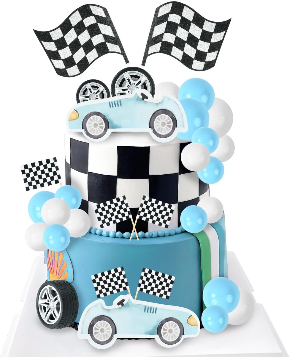 Dailygoods- Taarttoppers voor auto - Taartdecoratie - Caketoppers - Racing - Herbruikbaar - Vrolijke sfeer
