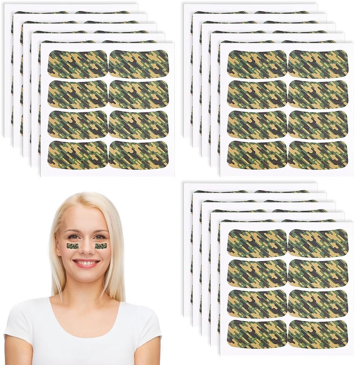 Dailygoods- Camouflagestickers 160 Paar - Oogstickers - Sport Stickers - Verjaardagsdecoratie - Teamdecoratie - Olijfgroen Papier 84 x 84 mm - Sportstickers