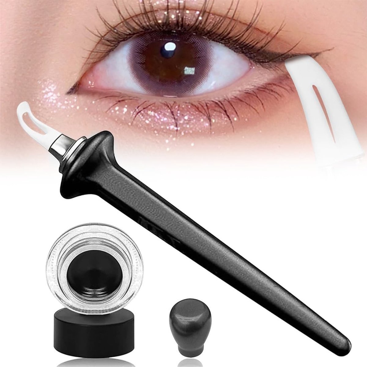 Dailygoods- Make-upkwast herbruikbaar - Draagbare eyeliner - Siliconen borstel - Precisie contouring - Waterdicht - Geschikt voor beginners - Make-upborstel