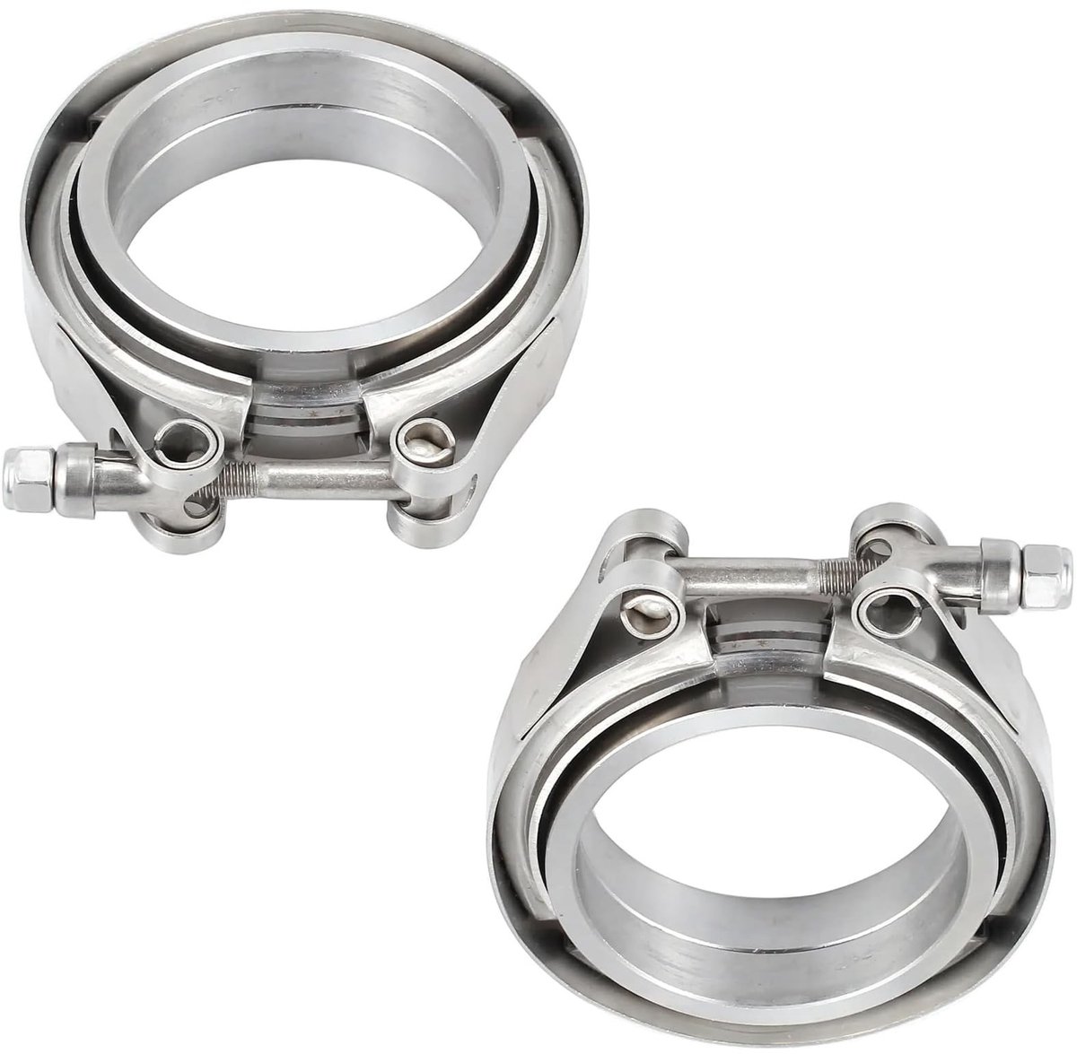 Dailygoods - 2 x 63 mm (2,5 ") V-bandklem van roestvrij staal, klem met 2 x mannelijke en vrouwelijke flensen, V-bandklemmen, lasringen, centreerringen, turbo-uitlaatsysteem, snelsluiting voor