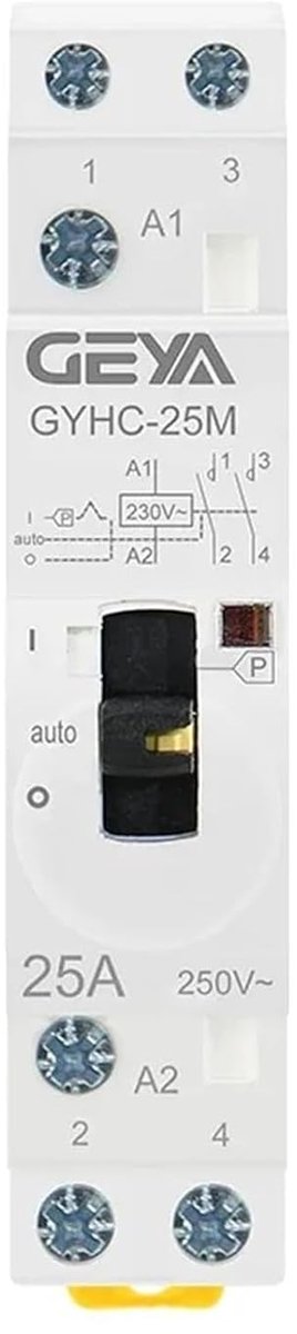 Modulaire AC-bescherming - Huishoudelijke beveiliging - Afstandsbediening toepassingen - Handmatige bediening - 2P 25A - Grijs