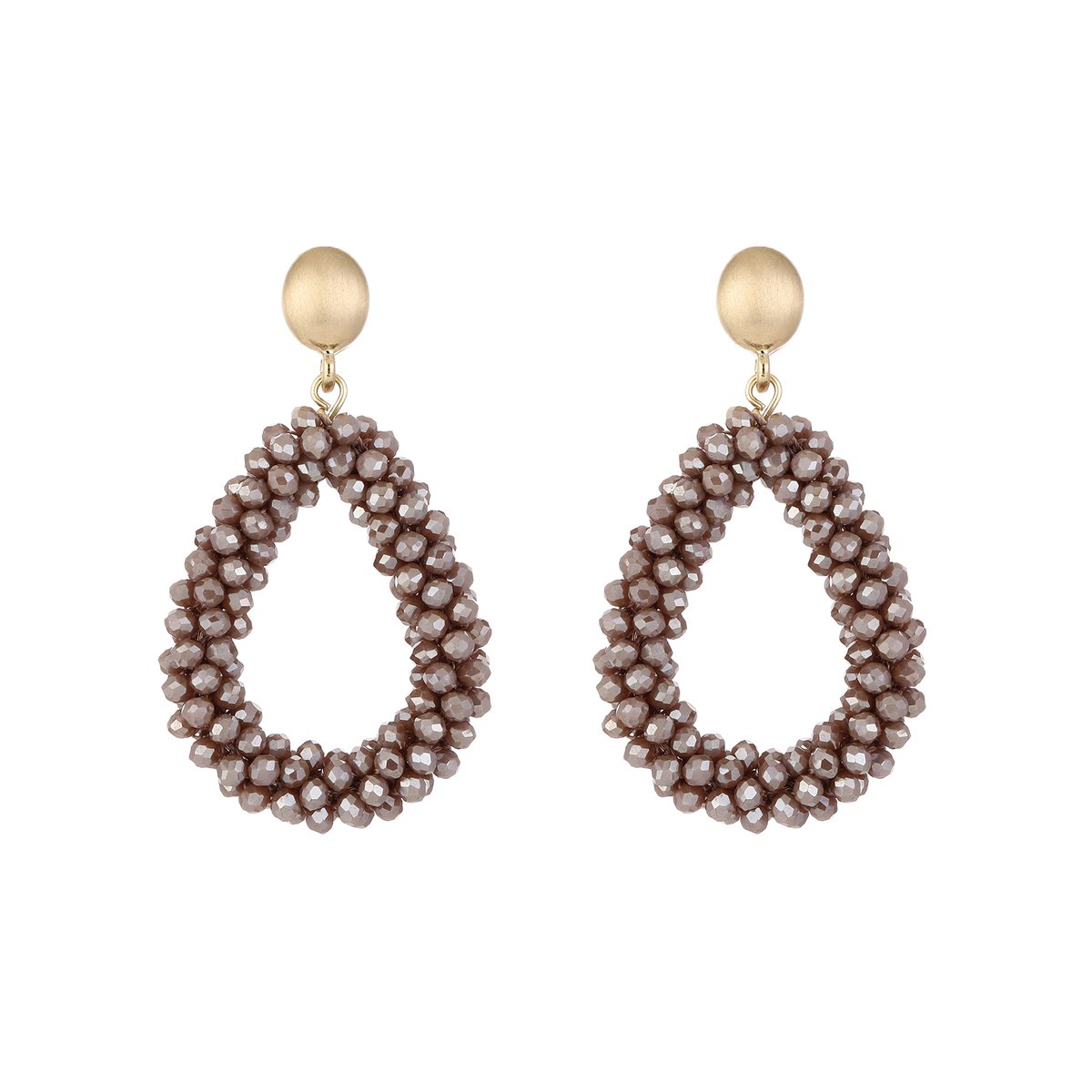 Statement oorbellen kralen - Dames oorbellen - Gouden oorbellen - Beige kralen - Stainless steel - Nikkel vrij - Druppel oorbellen - Kerst sieraden - Feest sieraden - Kerst cadeau - Sinterklaas - Moederdag - Valentijn - Cadeau voor dames