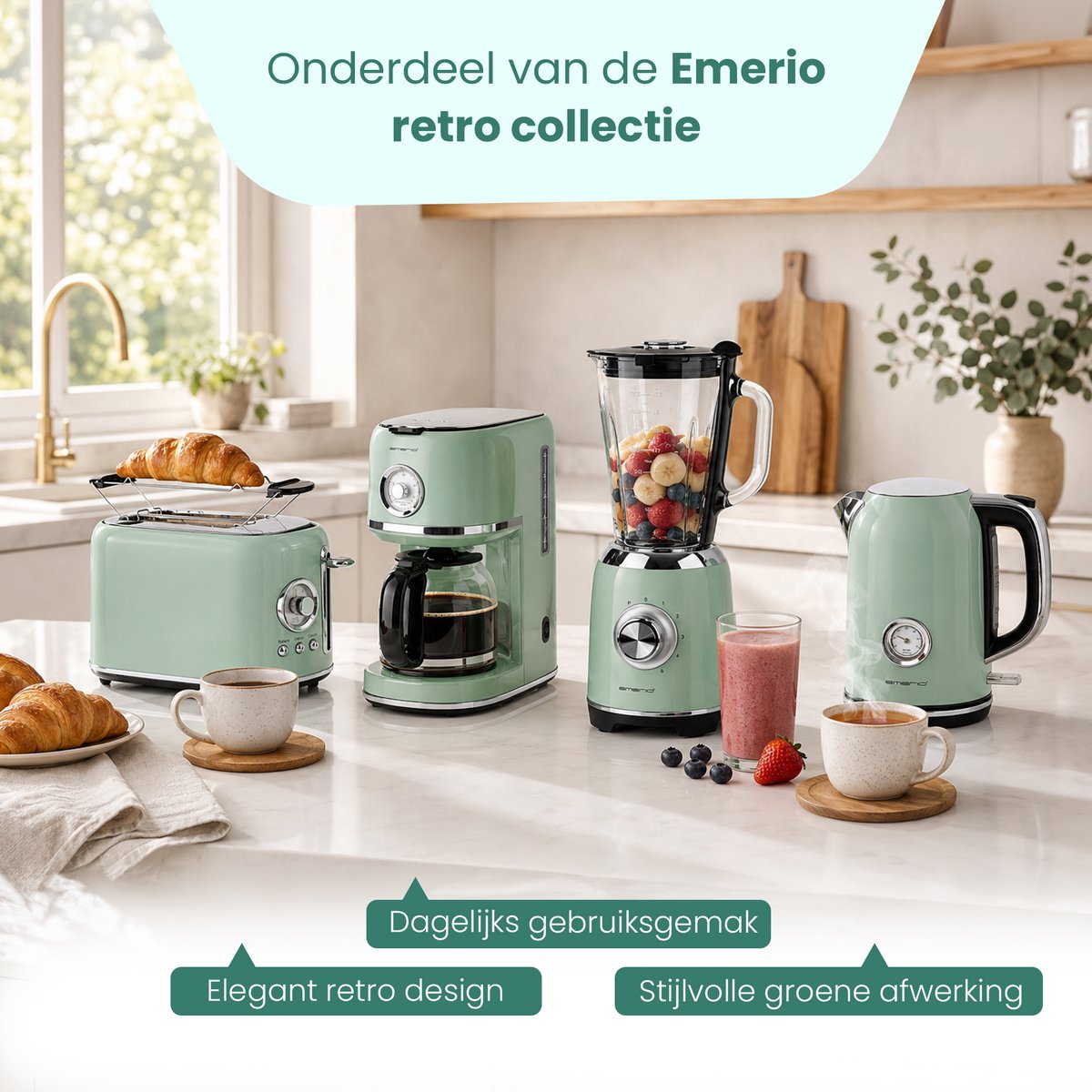 Emerio Retro Broodrooster - 800W Toaster - TO-133281 Groen thumbnail 6