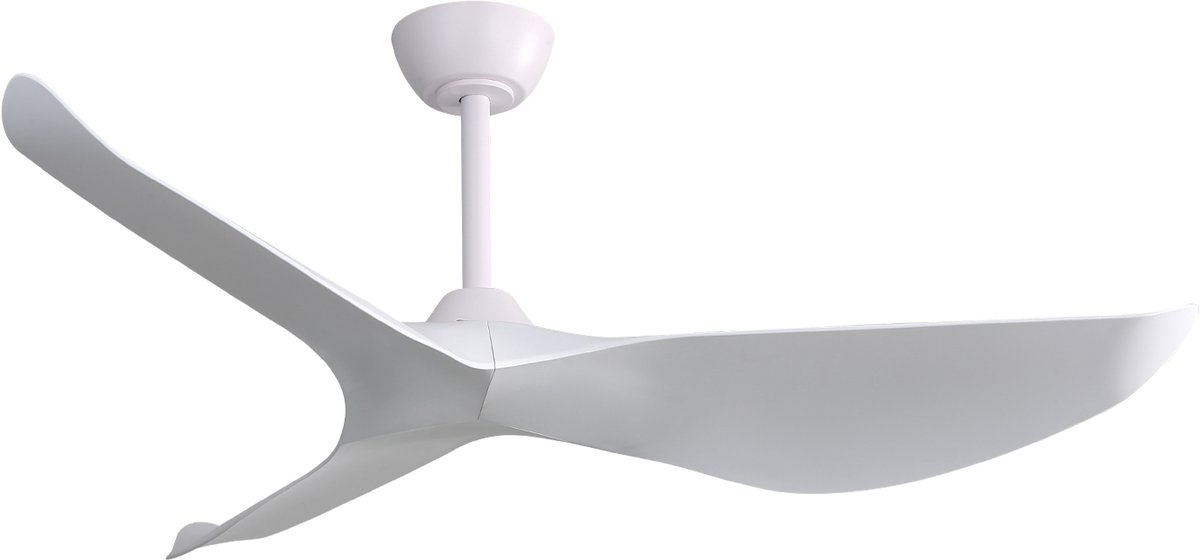 KOMHTOM - Plafondventilator - 52 inch - Binnenshuis - Afstandsbediening - 6 snelheden - 3 ABS-vleugels - Omkeerbare DC-motor - Wit - Ideaal voor woonkamer