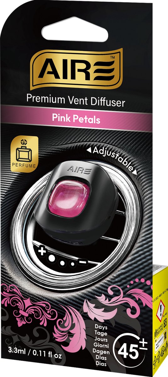 AIRE Luchtverfrisser PINK PETAL Perfume Mini Vent voor in luchtrooster van auto. Werkt ca 45 dagen