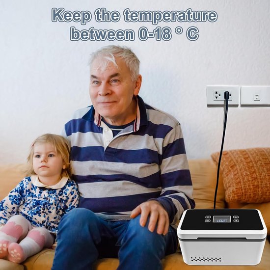 Elektrische Reis Koelbox voor Insuline - Draagbare Medicijnkoelkast - LCD Temperatuurscherm - Temperatuurregeling 0°C ~ 18°C — afbeelding 2
