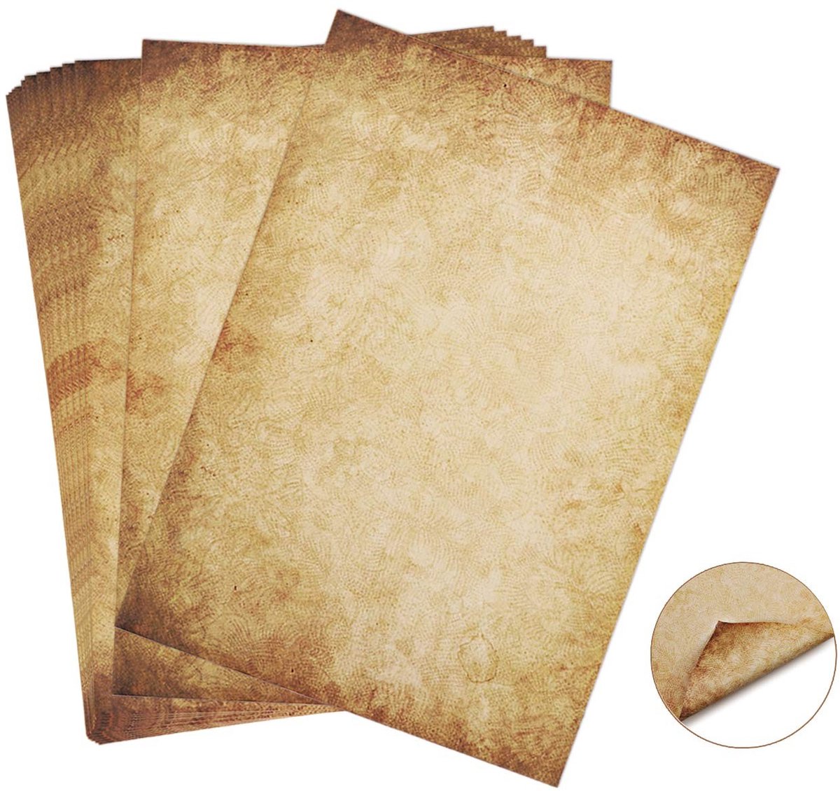 Dailygoods- Briefpapier Hoogwaardig - 60 Vellen - Dubbelzijdig - DIN A4 - Oud Papier - Vintage Motief - Professionele Offsetdruk - Motiefpapier