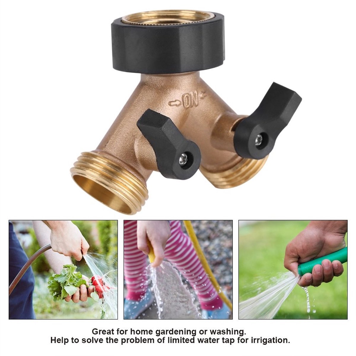 Dailygoods - Tuin - 2-Weg Connector - Heavy Duty - Messing - Tuinslang Splitter - Water Tap Adapter - Ideaal voor Tuin en Besproeiing