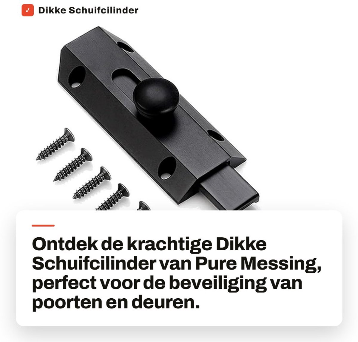 Dikke Schuifcilinder van Pure Messing Deurbout Heavy Duty Veiligheidsslot voor Poort Zwarte grendel - 1 stuk