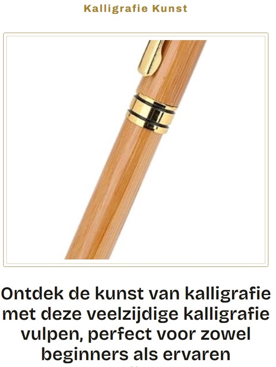 Dailygoods- Kalligrafiepen met brede stomp beitelpunt - Kalligrafiepennen - Bamboe handvat - Piston type inkttank - Geschikt voor diverse lettertypen - 5 maten - Schrijfpunt