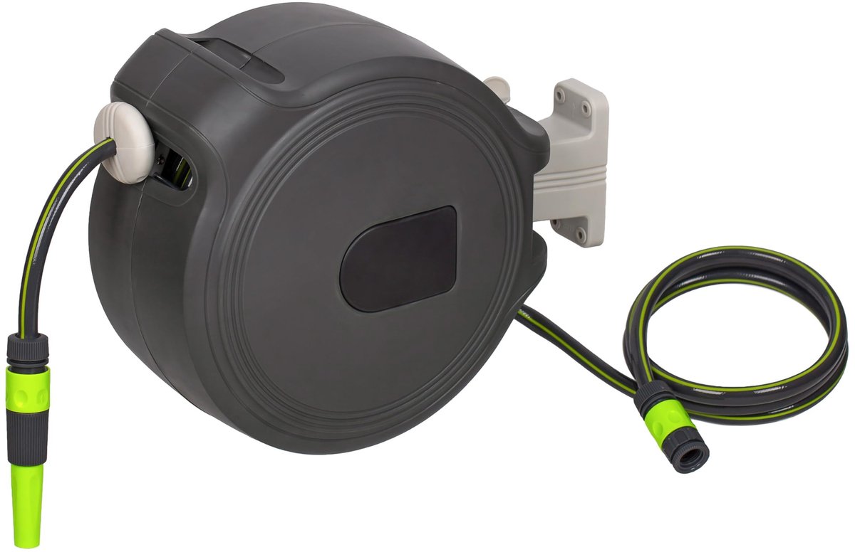Dailygoods - Wandgemonteerde Slanghaspel 20 m - Automatische Tuinslanghaspel met Sproeikop
