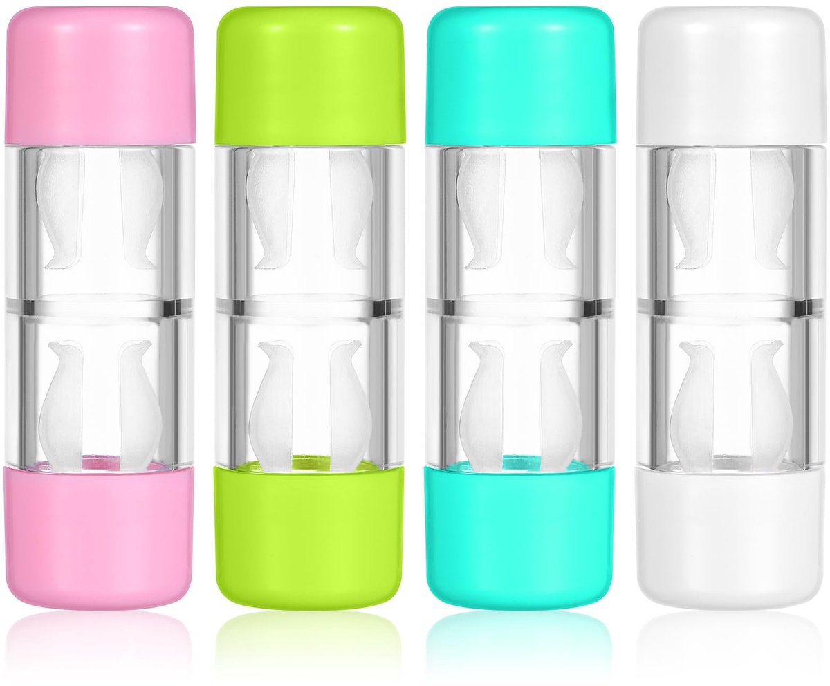 Dailygoods - Set van 4 mini-reiscontactlenzendoosjes, beschermende hardshell opbergdozen voor vormvaste contactlenzen, containers voor dagelijks gebruik