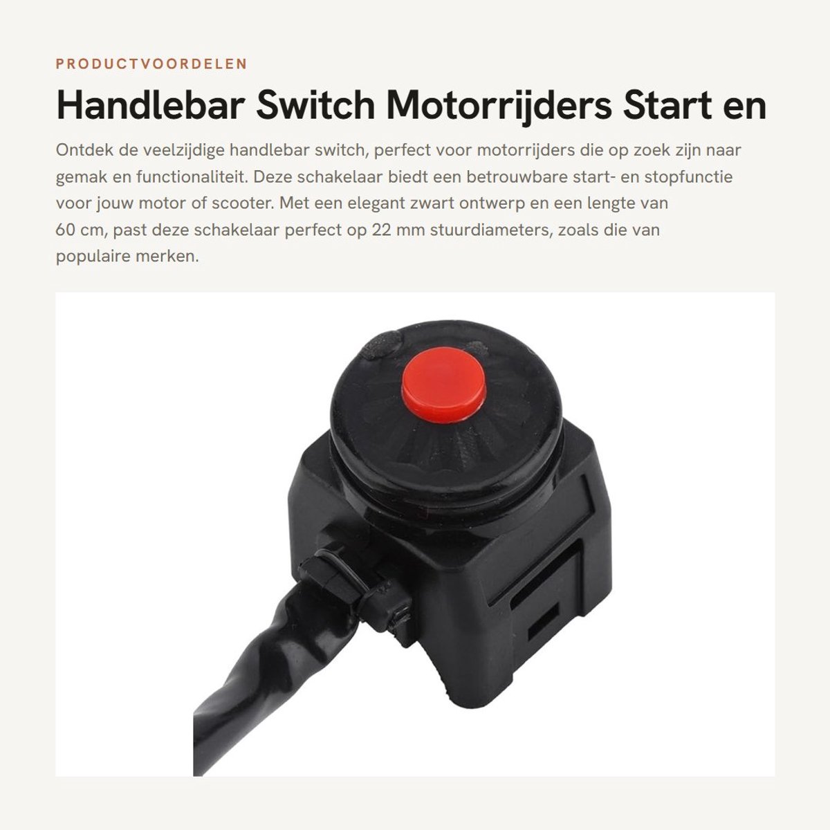 Dailygoods - Handlebar Switch - Motorrijders - Start en Stopfunctie - Zwart - Verlichting en Hoorn - Geschikt voor diverse motoren - 7/8 inch