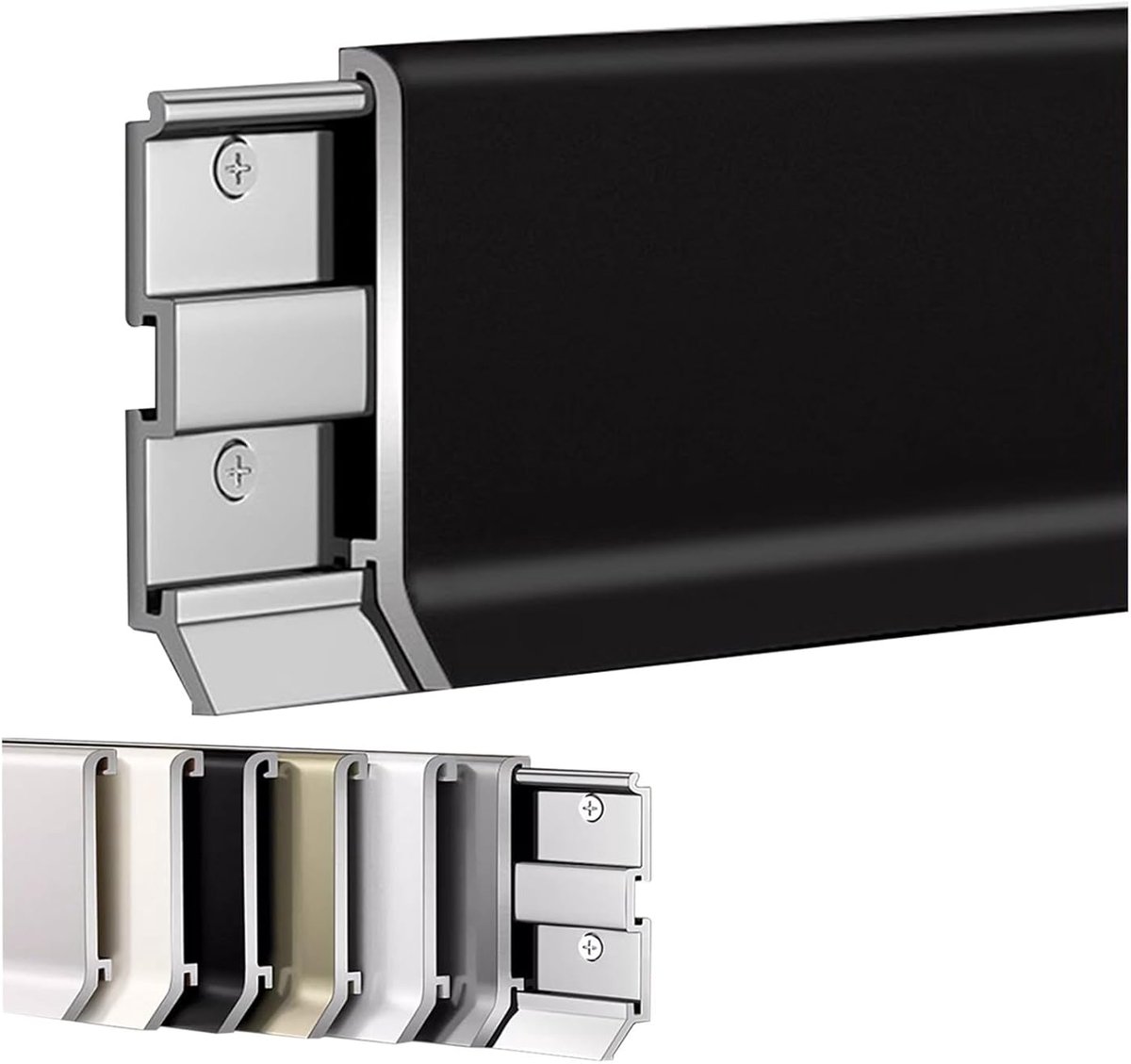 Aluminium Plinten - Vloerafwerking - Ruimtes Afwerken - Naadloos Kliksysteem - 125 cm Lengte - Zwart