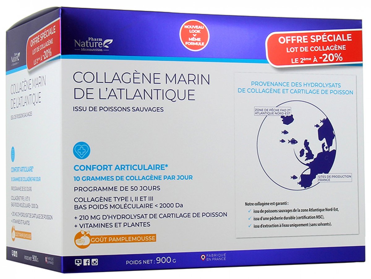 Pharm Nature Collagène Marin de L'Atlantique Confort Articulaire Set van 2 x 450 g