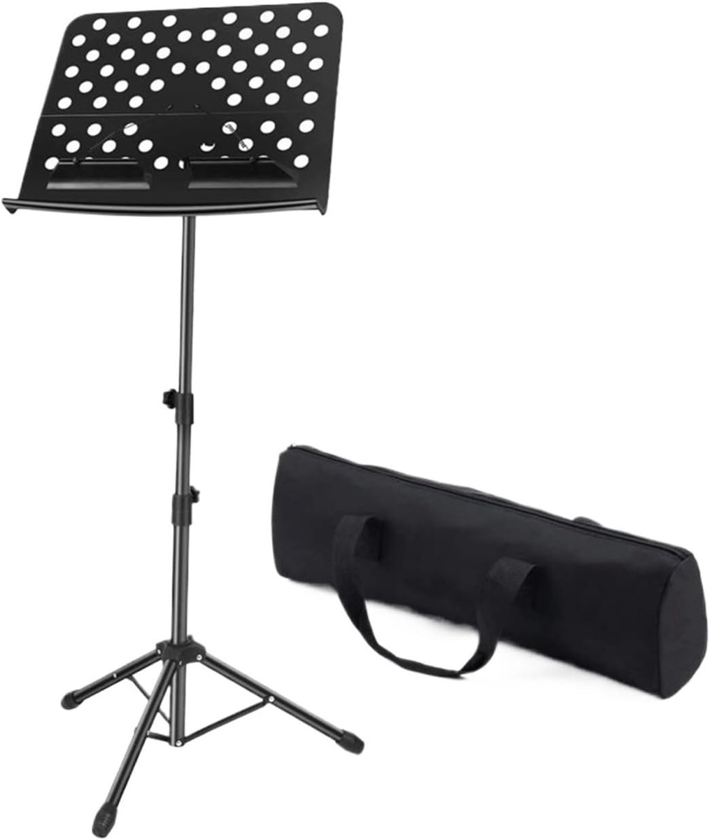 Muziekstandaard - Bladmuziek houder - Muziek maken - Stabiel metalen frame - 80-155 cm hoogte - Zwart