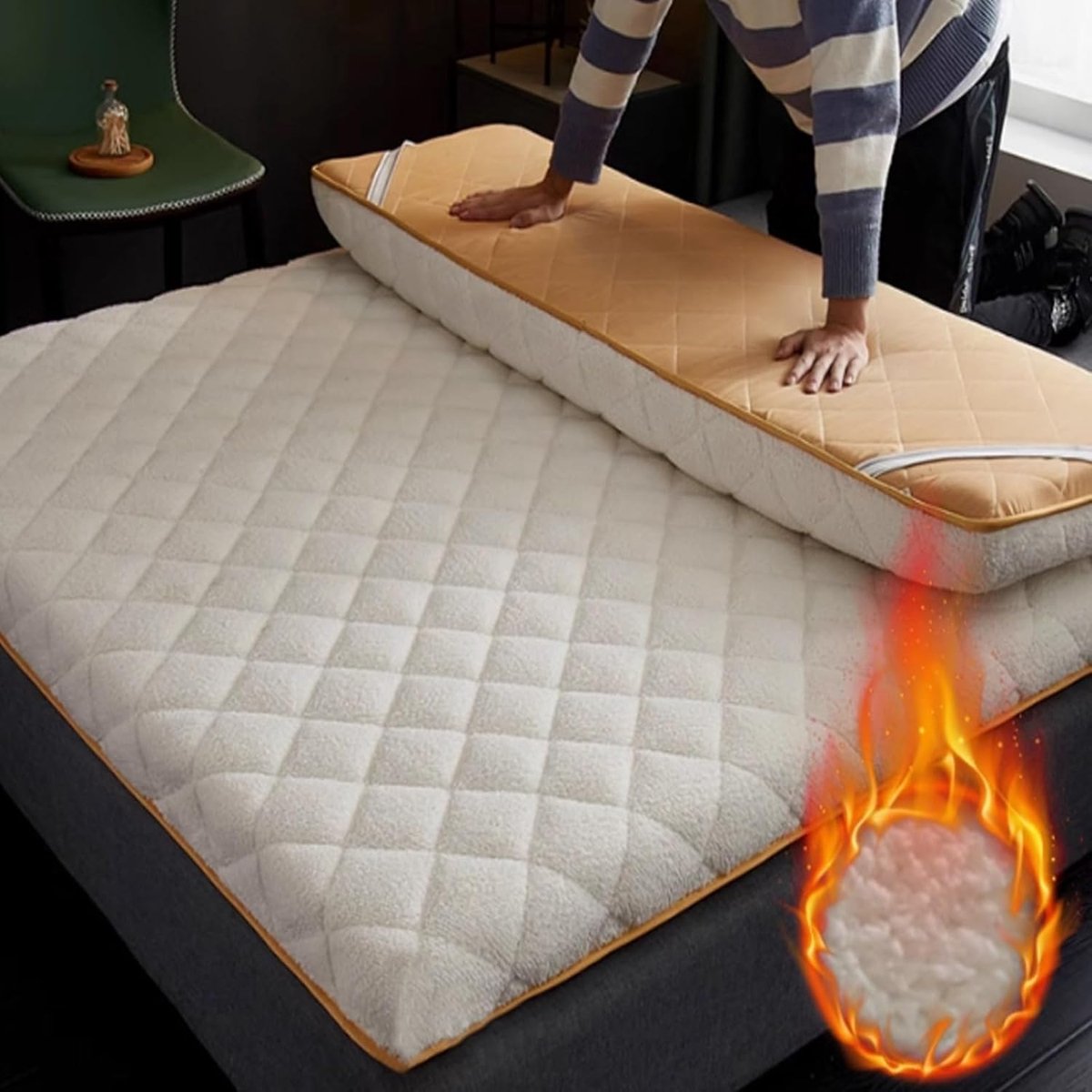 Vloer Matras - Vouwbare Futon - Ruimte Besparen - Ergonomisch Ontwerp - 120x200 cm - Wit