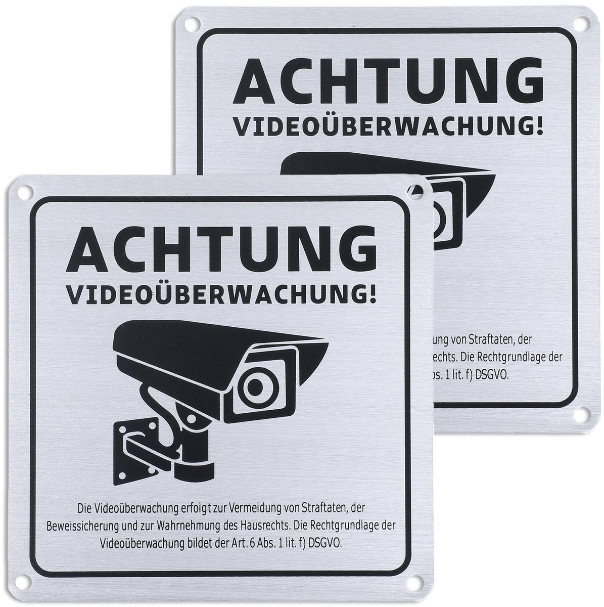 Dailygoods- Videobewaking Bord - 2 Stuks - Aluminium - 15 x 15 cm
