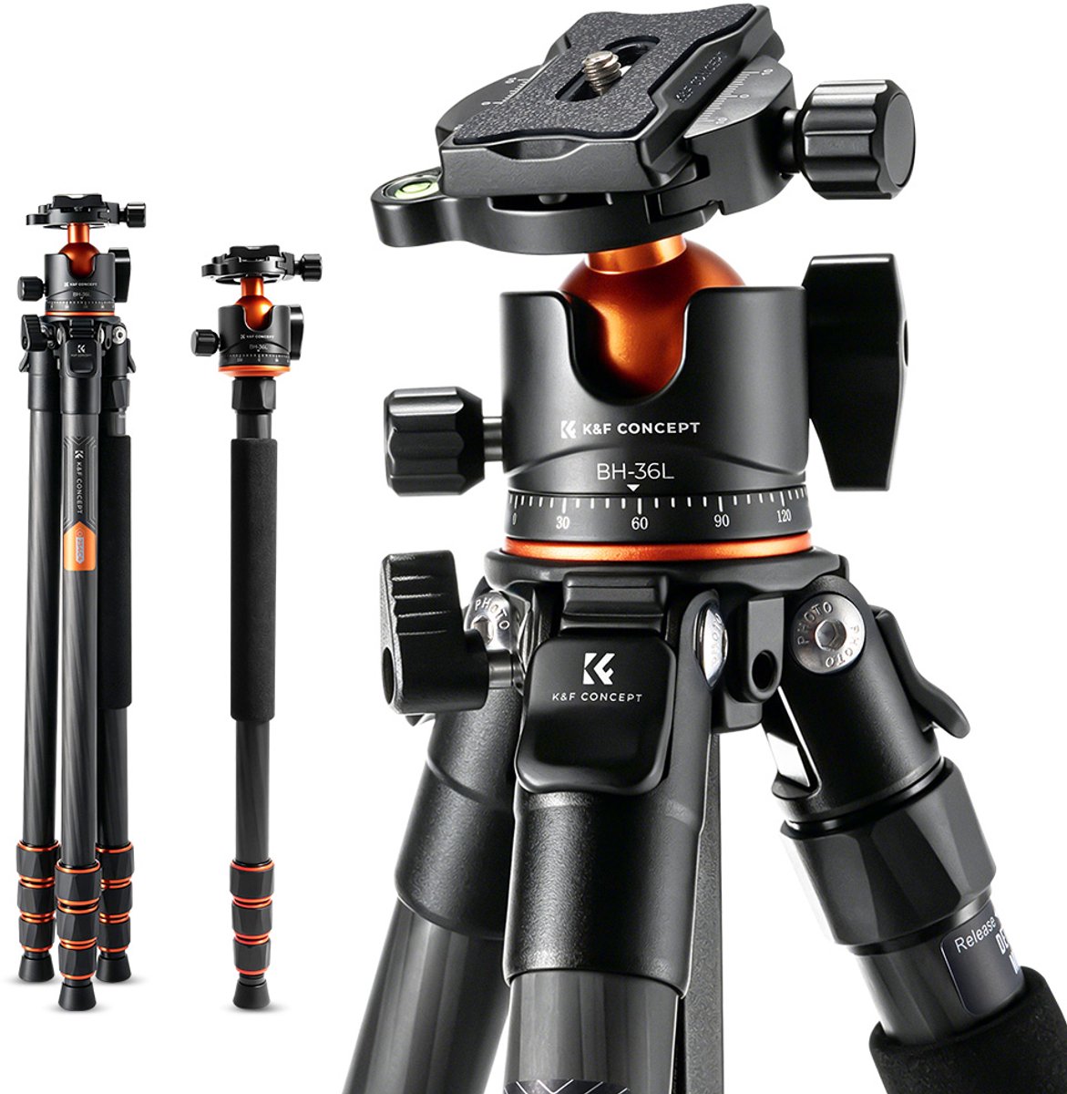 K&F Concept carbon statief A254C4 + BH-35L balhoofd professioneel reisstatief tripod monopod foto video camera