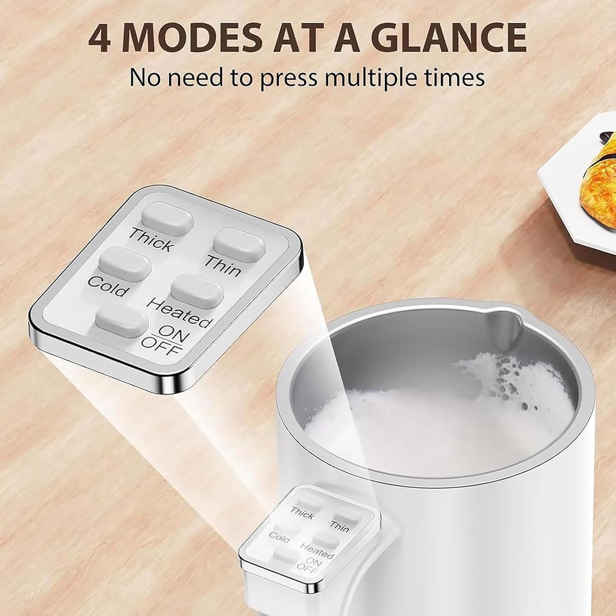 Volautomatische melkschuimer van 500 W - 4-in-1 elektrische melkschuimer - Warme en koude standen - Inhoud van 350 ml - Automatische uitschakeling - Stille antiaanbaklaag - Geschikt voor koffie, latte en cappuccino - Zwart — cadeau in Kookcadeaus - foto 4