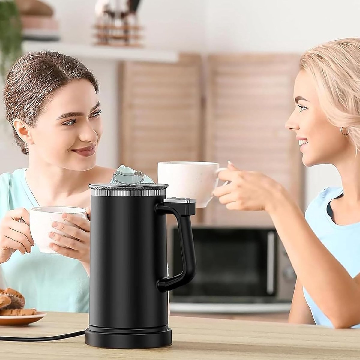 Volautomatische melkschuimer van 500 W - 4-in-1 elektrische melkschuimer - Warme en koude standen - Inhoud van 350 ml - Automatische uitschakeling - Stille antiaanbaklaag - Geschikt voor koffie, latte en cappuccino - Zwart — cadeau in Kookcadeaus - foto 3