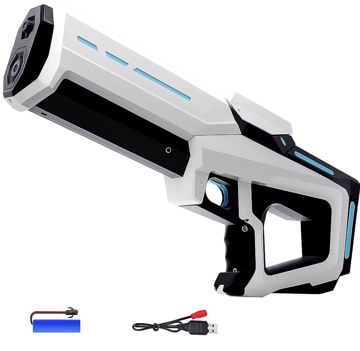 Elektrisch waterpistool - Batterijgevoed waterspeelgoed - Geschikt voor kinderen en volwassenen - Met watertank en ledlicht, automatisch wateropname, ideaal voor zomer buiten, strand, zwembad en tuin - Wit