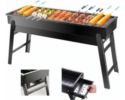 Draagbare houtskoolgrill - Lichtgewicht rookgrill - Compacte opvouwbare grill - Draagbare tafelbarbecue voor buiten - Geschikt voor kamperen, wandelen, picknicken en reizen - 60,96 cm x 33,02 cm x 22,86 cm - Zwart