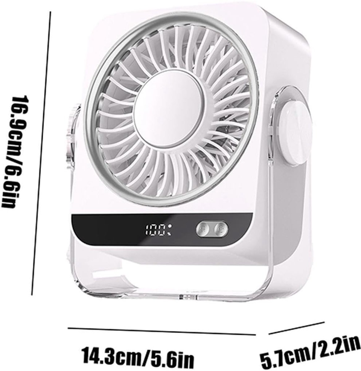 VHV - Ventilator - Tafelventilator - Tafelventilator met 199 Snelheden - 3600mAh Draagbare Fan met Ophangbeugel - Stille 2-in-1 Bureauventilator voor Muur en Tafel - Krachtige Luchtstroom - Wit thumbnail 5