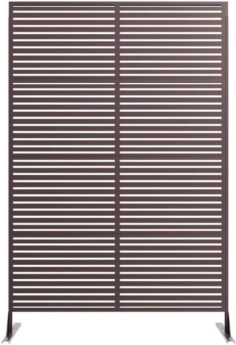 Metalen Privacyscherm Vrijstaand - 180 x 117 cm - Bruin - Decoratief Tuinscherm & Roomdivider met Standaard - Roestvrij & Weerbestendig Windscherm voor Terras, Balkon, Tuin en Binnen