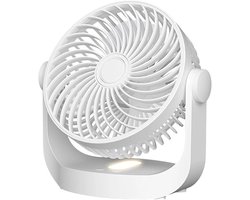VHV - Ventilator - Tafelventilator - Luchtcirculatie Ventilator met Sfeerverlichting - Draagbare Wandventilator 1200mAh - Krachtige 3-in-1 Tafel- en Muurventilator voor Kantoor, Keuken en Badkamer - Wit
