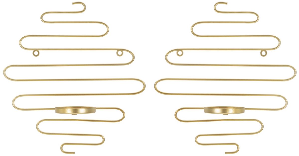 Mauro Ferretti Wandkandelaar Alid Wall Candle Holder Set 2 Pcs 33×10×34 cm Goud