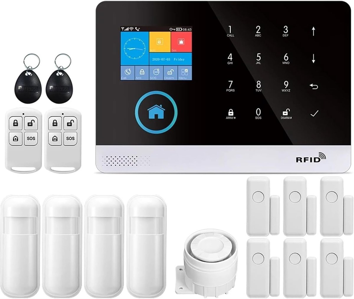 Beveiligingssysteem - Alarm Huis - Thuisbeveiliging - Touchscreen Bediening - 10x10x10mm - Zwart