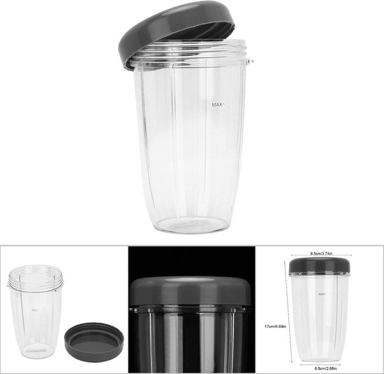 Blenderonderdeelset Grote Capaciteit - Vaatwasmachinebestendig - Veilig/duurzaam - Perfecte Vervanging - Compatibel met Nutri Bullet 900W - Handig Dekselontwerp - Smoothiebeker — afbeelding 5