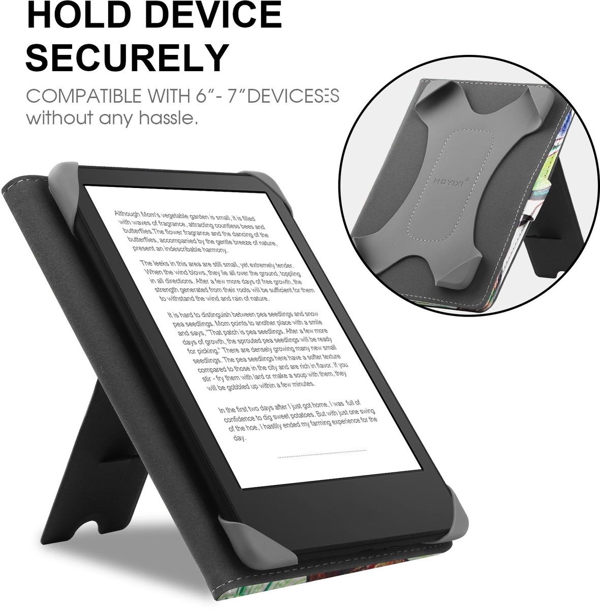 Dailygoods - HoYiXi Universele hoes voor 6,8", 7" e-book readers, compatibel met Kindle Paperwhite 2024-2019/Kobo Clara HD/Kobo Clara 2E, leren standaard, beschermhoes voor 6-6,8 inch pocketbook/Tolino/Sony – foto 2