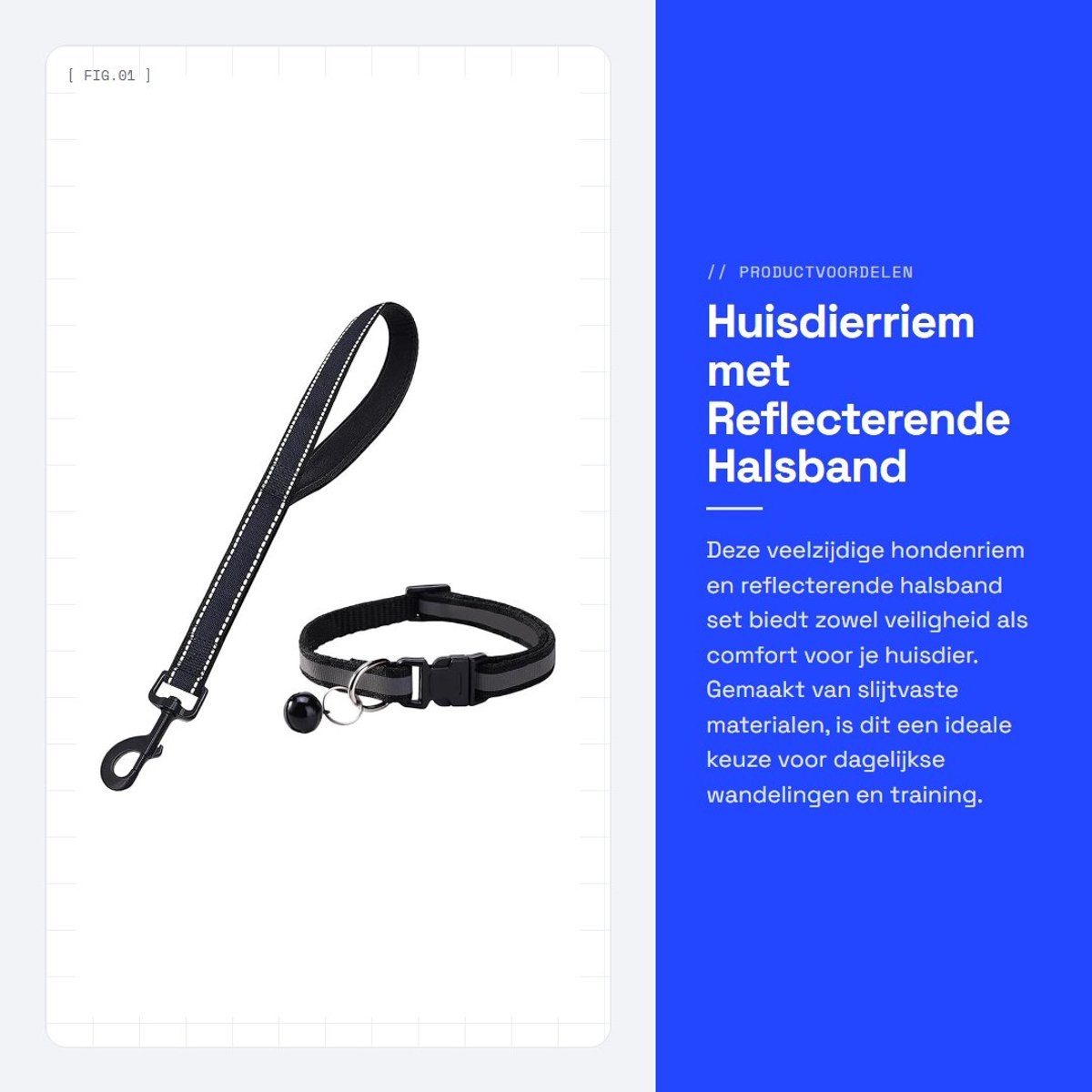 Dailygoods- Hondenriem Slijtvaste Nylon - Reflecterende Halsband - Verstelbare Kraag 19-32 cm - Schokbestendig - Reisaccessoires - Veiligheid 's Nachts - Hondentuig