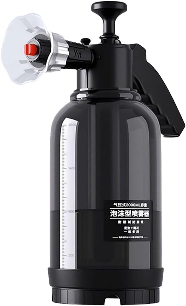 Hogedruk Reiniger - Pneumatische Fles - Autowassen - 2 Soorten Sproeiers - 2 Liter - Zwart