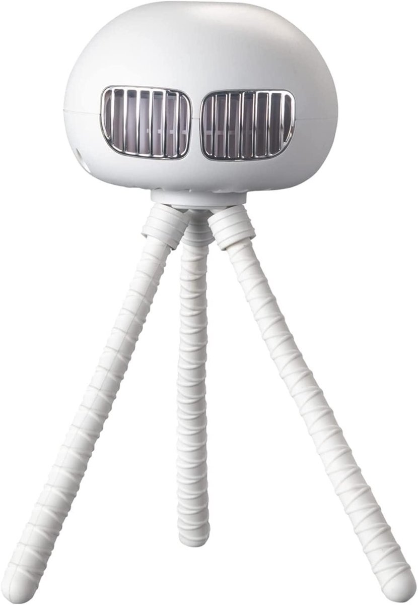 Draagbare Ventilator - Flexibele Fan - Koelte Onderweg - Flexibele Statief - 4000mAh Batterij - Wit