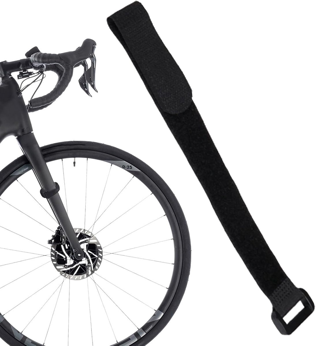 Fietsendrager Riem - Bevestigingsband Fiets - Fietsen Buiten - Verstelbaar Klittenband - 20 x 200 mm - Zwart