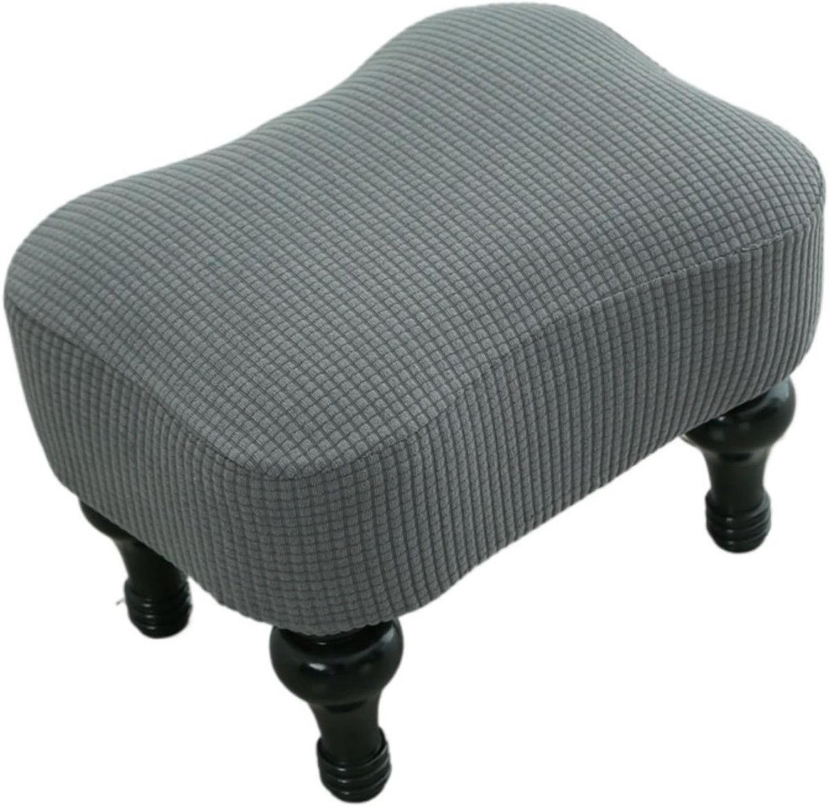 Poefhoezen Rechthoekig - Voetenbankhoezen Stretch - Woonkamer Decoratie - Gebreid Jacquard Materiaal - Small Maat - Grijs