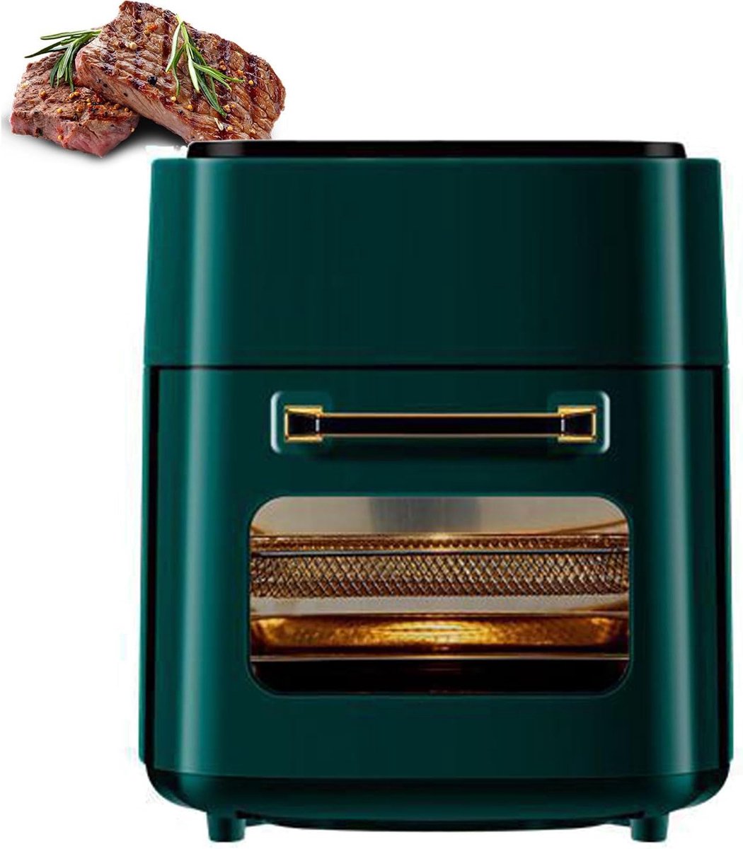 Luchtfriteuse Oven - Mini Elektrisch - Snelle Maaltijden - Digitaal Touchscreen - 15 Liter Capaciteit - Groen