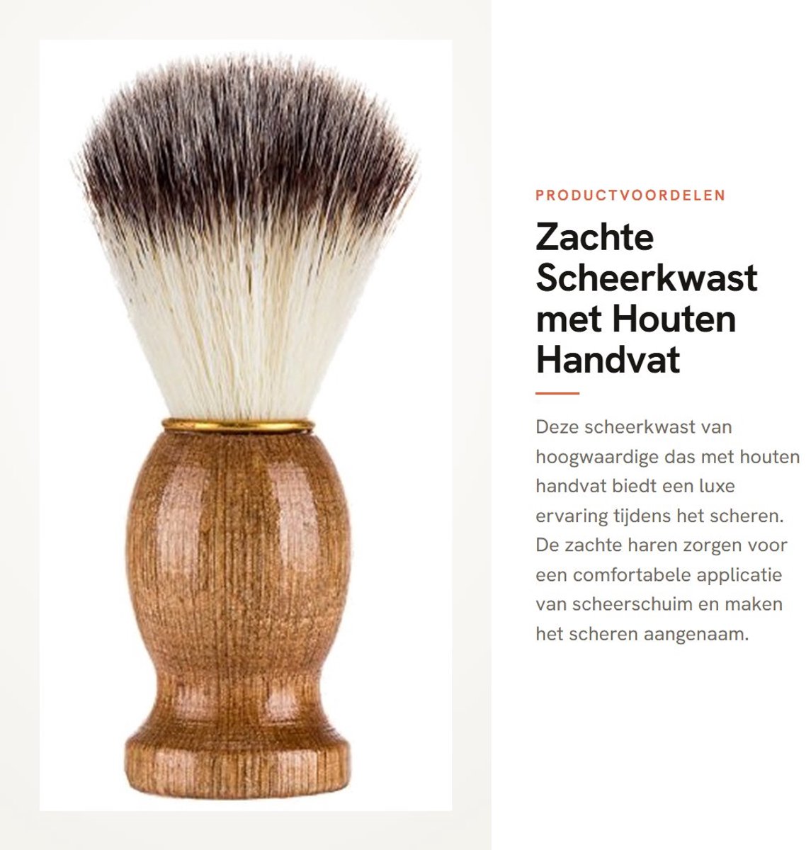 Dailygoods- Scheerkwast Zachte Dassenhaar - Houten Handvat - Synthetisch Materiaal - Ergonomisch Ontwerp - Comfortabele Ervaring - Voorkomt Scheerirritatie - Scheerborstel