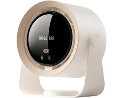 VHV Tafelventilator - Handventilator - Mini Ventilator - Tafelventilator Oplaadbaar - Usb-Bureauventilator Met Led-Display - 5 Instelbare Snelheden - Voor Slaapkamer, Kantoor, Studentenkamer - Kaki