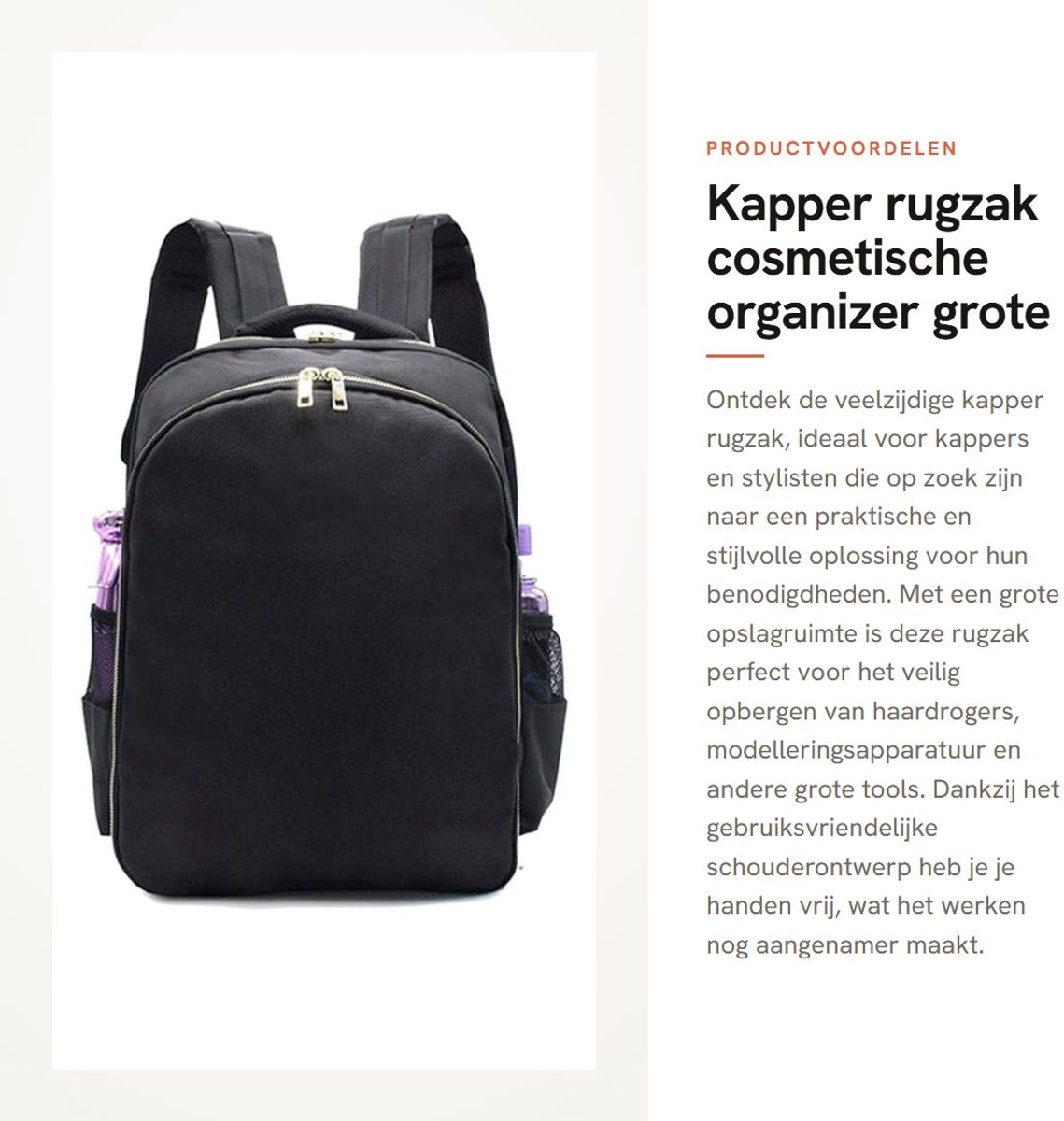 Dailygoods - Kapper rugzak - cosmetische organizer - grote capaciteit - zwart - waterbestendig - uniseks volwassenen - 8 opbergzakken