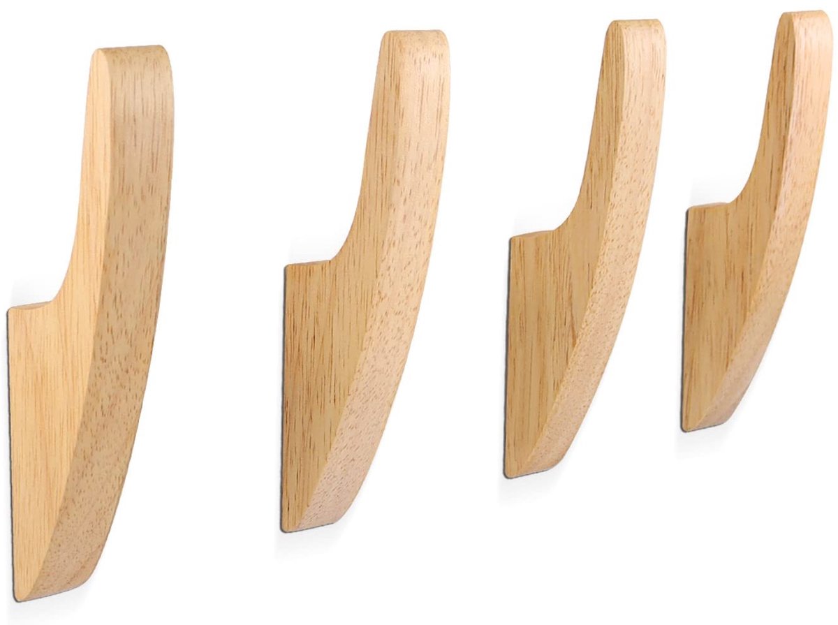 Dailygoods- Kapstokhaken Houten - Enkele Jashaken - Multifunctionele Muurhaken - Vintage Wandhaken - Belastbaarheid 6 kg - Afmetingen 14,5 x 4,4 x 2 cm - Wandhaak