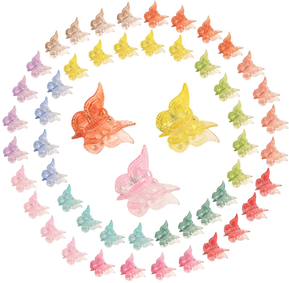 Dailygoods- Haarspeld Klemmen 50 Stuks - Antislipontwerp - Vlinderclips - Mini Klemmen - Meisjes/Dames - Hoogwaardig Kunststof - Haarclips