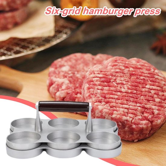 Vlees Patty Maker - Hamburger Pers - Perfecte Burgers Maken - 6 Kleine Roosters - 22.3x14.8x8.5cm — afbeelding 4